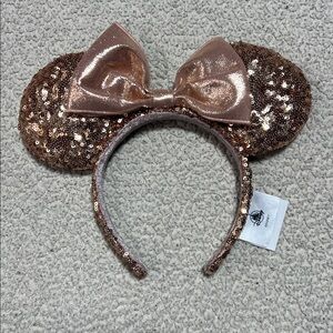 Disney Rose Gold Mickey Minnie Mouse Ears Headband Disneyland Sparkly Shiny Cute
